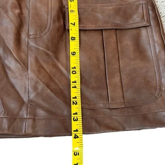 Revolve Tularosa Med Becca Faux Leather Mini Skirt Walnut Brown NWOT MSRP $168 - Picture 6 of 7